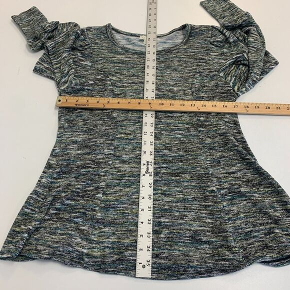 Status by Chenault Space Dye Top Womens M Medium Puff Sleeves Flare Sweater - Picture 7 of 11